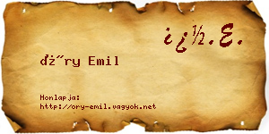 Őry Emil névjegykártya